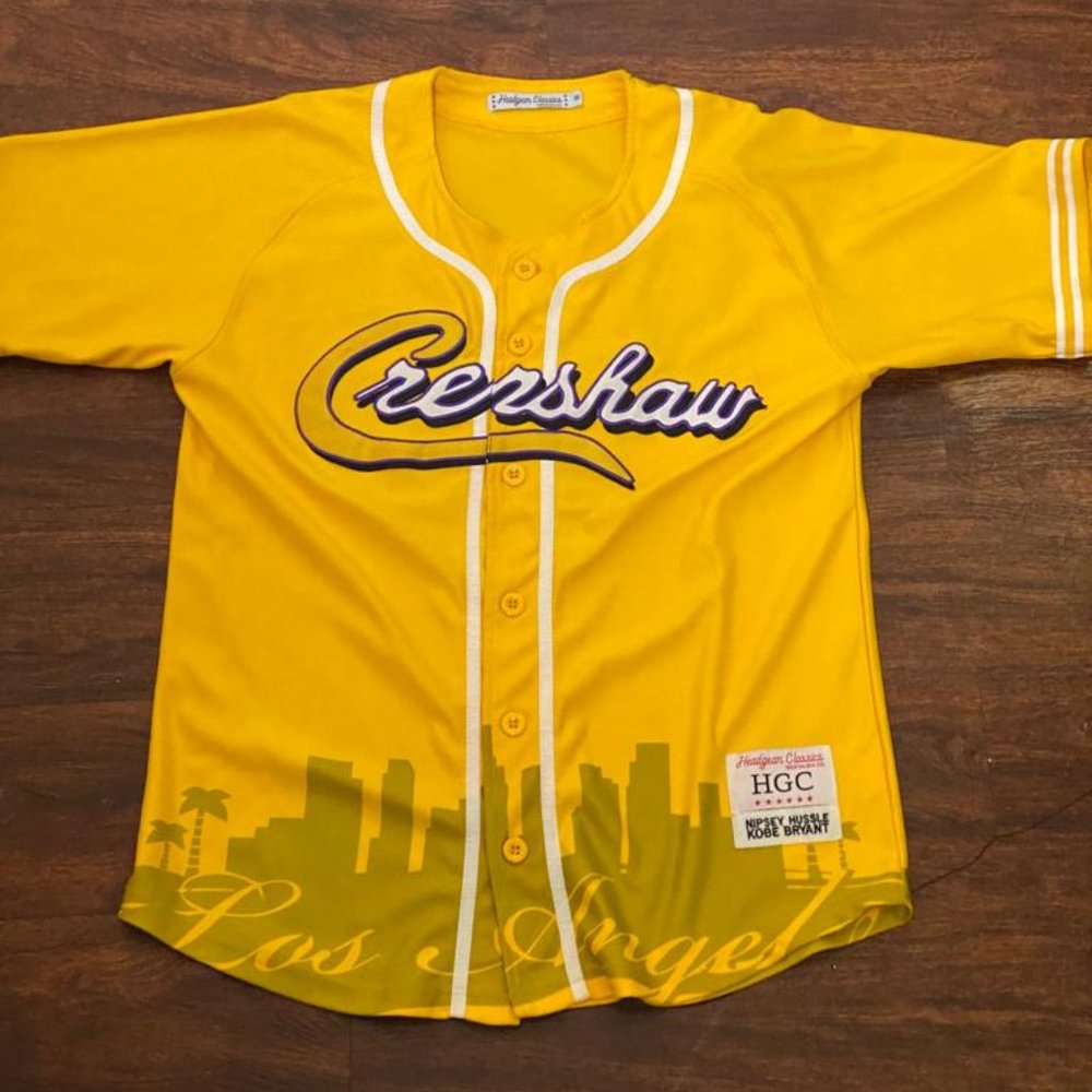 Headgear Classic Crenshaw NIPSEY HUSSLE KOBE BRYANT Baseball Jersey Size M